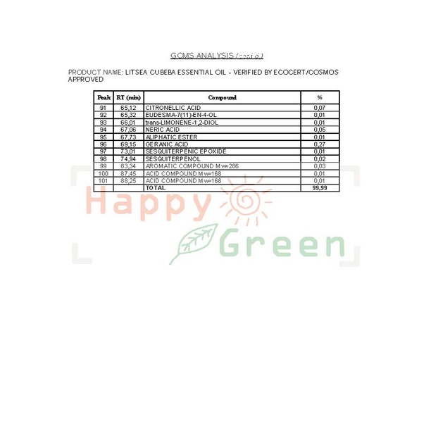 Happy Green May Chang Essential Oil  - Minyak Litsea Cubeba