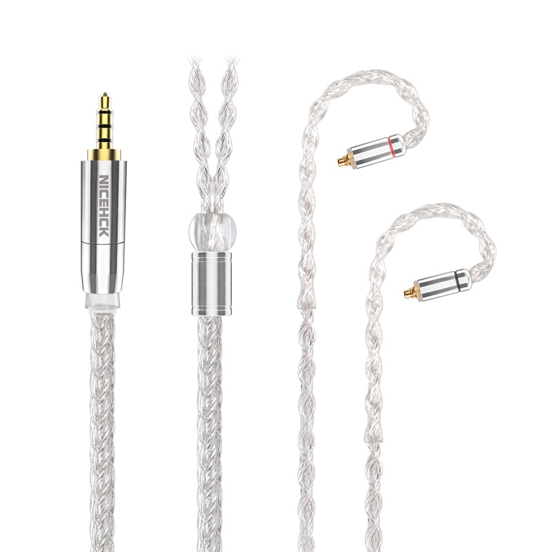 Nicehck Kabel Earbud SilverSE 8 Strand 5N OCC HIFI 3.5 / 2.5 / 4.4mm MMCX / 0.78mm 2Pin Untuk IEM Youth YUME