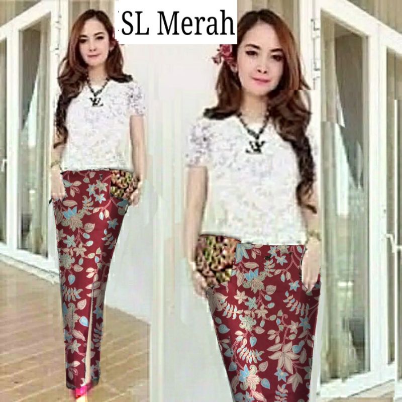 set baju brukat putih/setelan rok batik/set baju wanita remaja/set kebaya ABG/set baju kantor/set ba