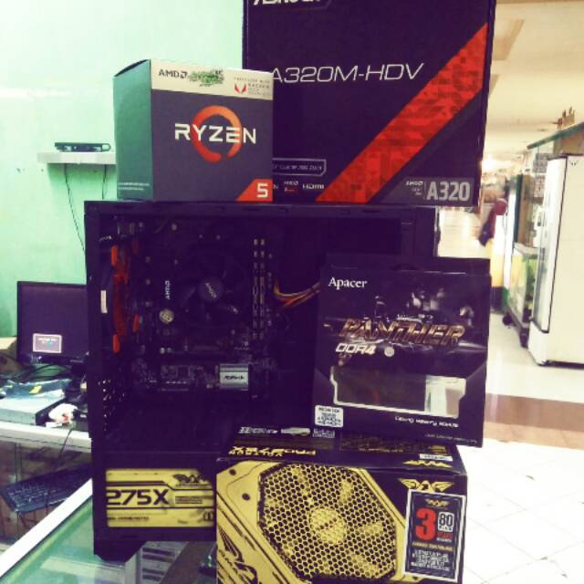 CPU RYZEN 5 RAM DDR4 8Gb SSD 120GB with hdd 1 TB gaming berat design di hajaaarr