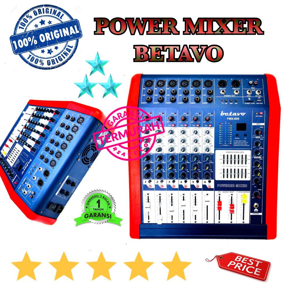 POWER MIXER SOUND BETAVO PMX606 6 CHANNEL USB MEMORI PLAYER ORIGINAL TEKNOLOGI BARU
