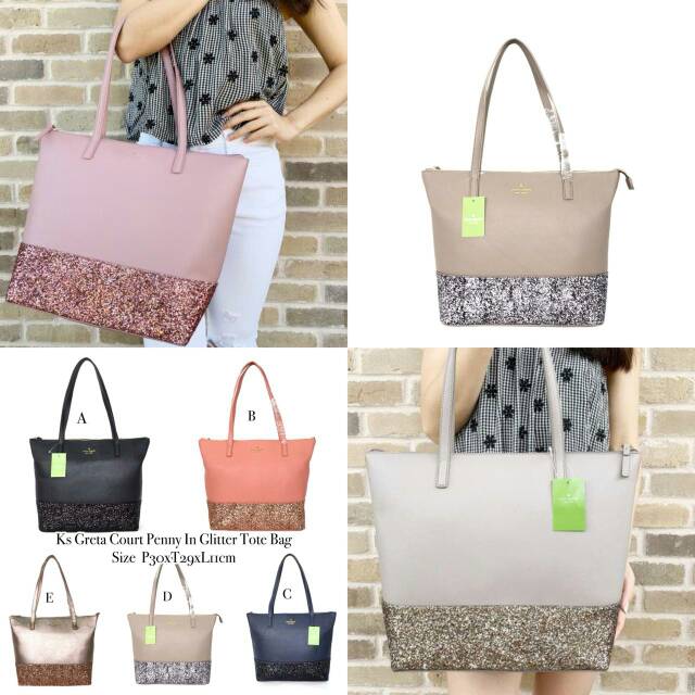 Kate spade Greta Court Penny In Glitter Tote Bag totebag tas original authentic asli