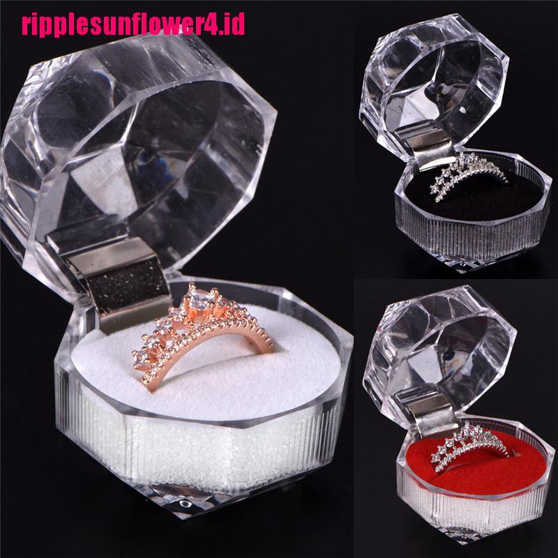 Kotak Display Perhiasan Cincin Bahan Akrilik Bening Untuk Hadiah Pernikahan