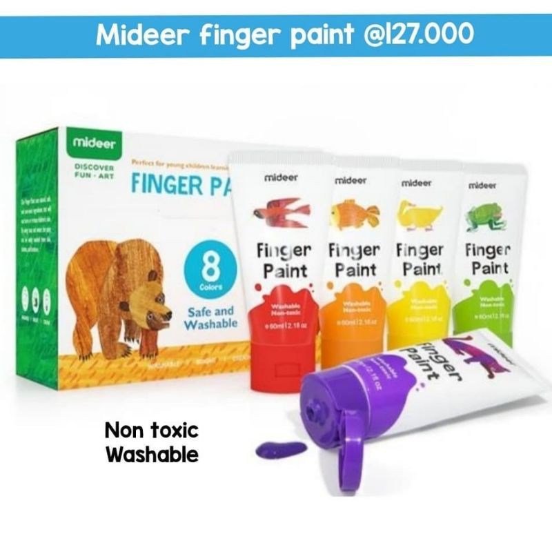 

Mideer Finger Paint Washable Non-Toxic 8 Tube JunDW