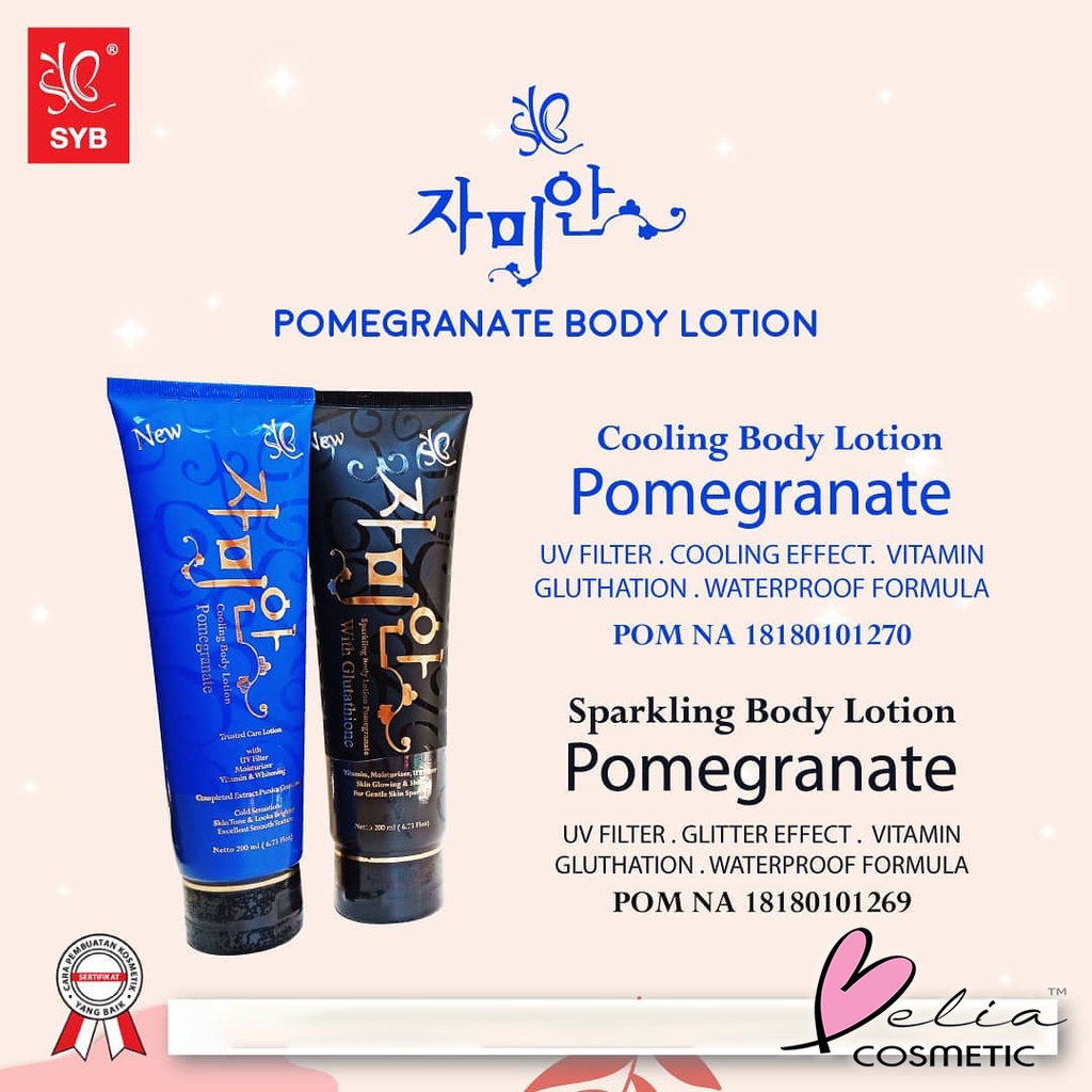 ❤ BELIA ❤ SYB Sparkling Body Lotion Whitening Pomegranate | Hand Body Lotion 200ml | Vitamin C | BPOM