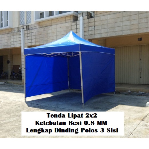 Tenda Lipat Ukuran 2x2 Besi Premium Lengkap Dinding Polos 3 Sisi