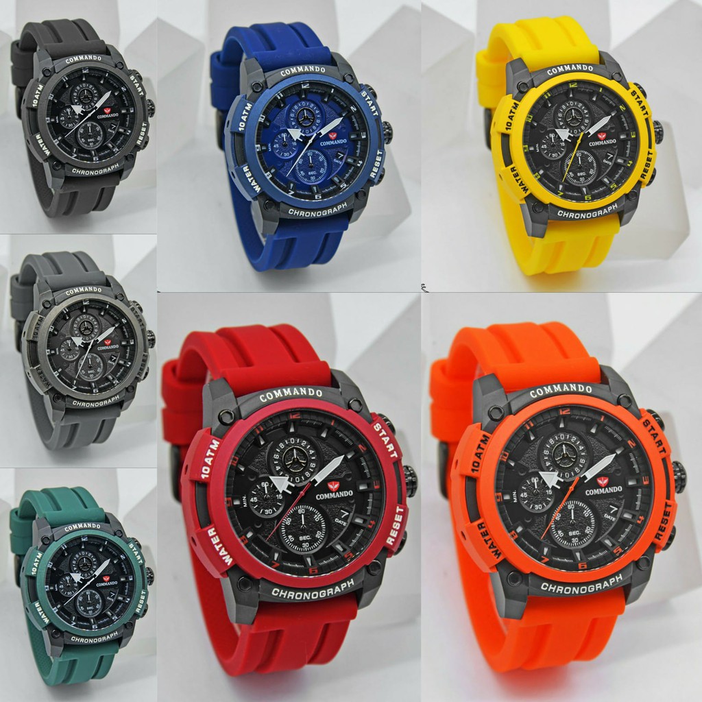 Commando 7004M Jam Tangan Pria Chrono Aktif Original Rubber Strap