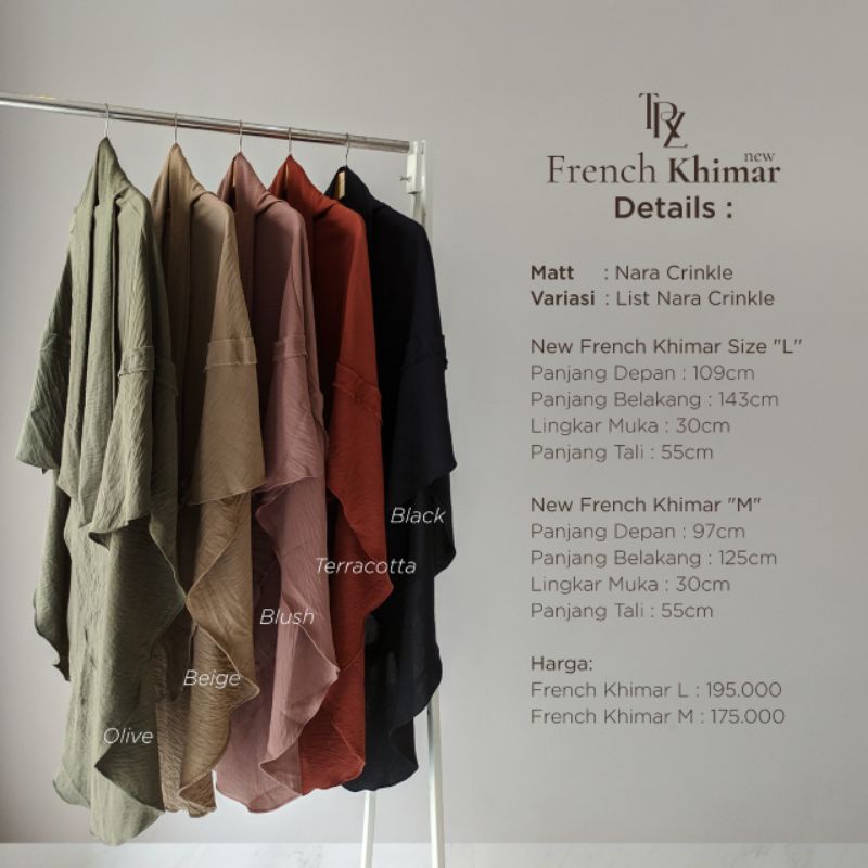 New French Khimar by TRZ Style 13 Warna /French Khimar Best Seller TRZ/ French Khimar Wafiq Nara Crinckle / Khimar Pioneer Nara Crinckle-8