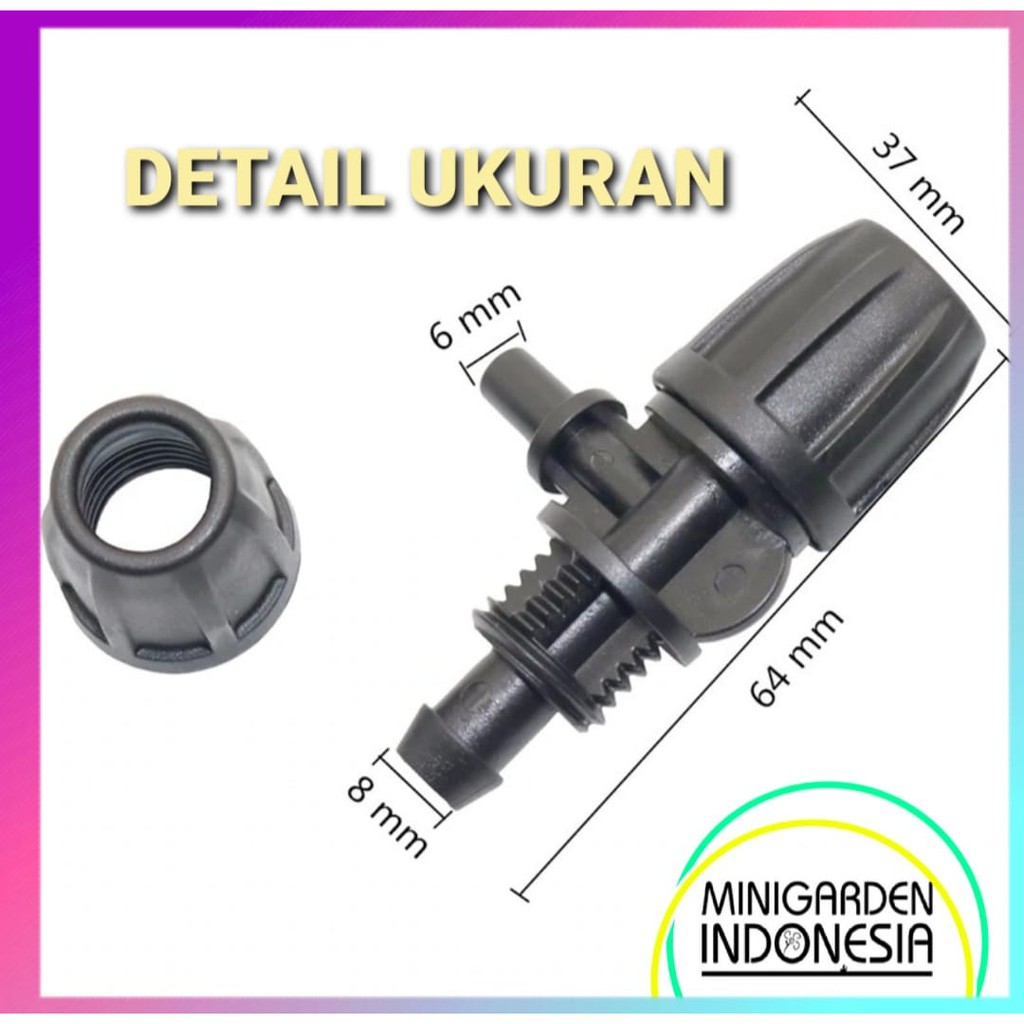 KONEKTOR TEE SELANG PE 11MM KE SPRAYER 6MM + KUNCI PEMISAH AIR head mist sprinkler nozzle fogger