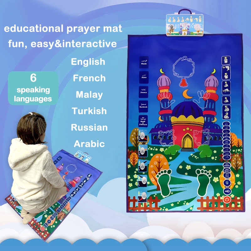 SMART SAJADAH ANAK TRAVEL PREMIUM Edukasi Belajar Sholat Ngaji Prayer Mat Mekah Hadiah Anak-8