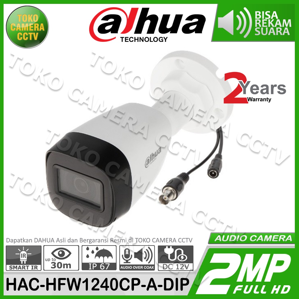 KAMERA OUTDOOR 2MP AUDIO DAHUA HAC-HFW1240CP-A-DIP BUILD IN MIC