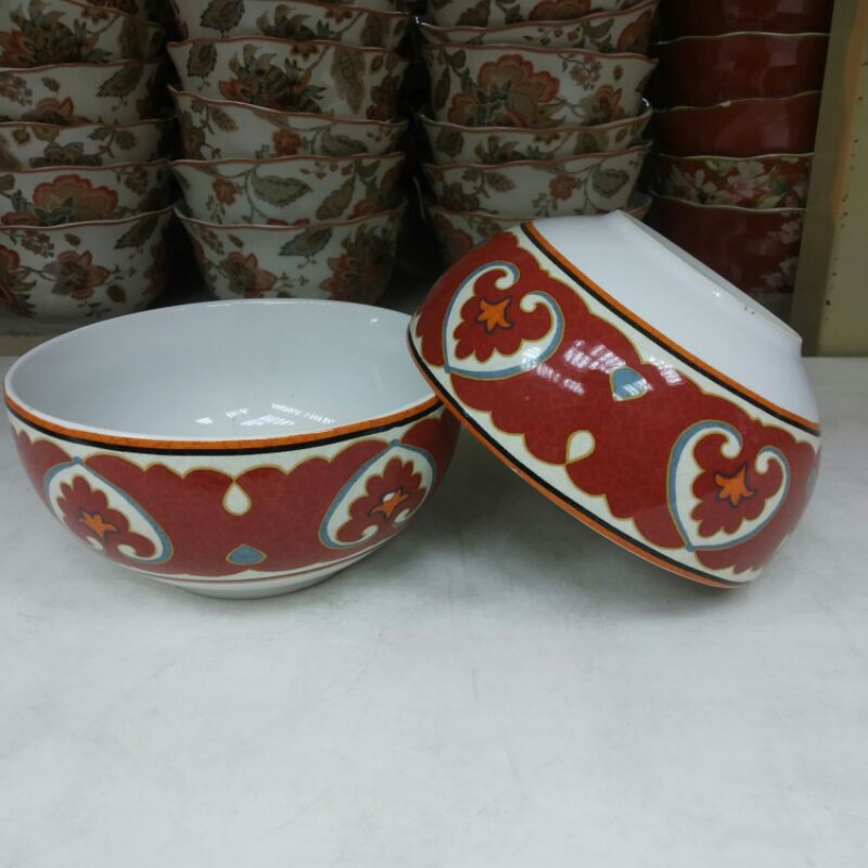 MAROCO BOWL MANGKOK MANGKUK KERAMIK SANGO MOTIF CANTIK MAROKO MAROCCO BATIK VINTAGE MERAH