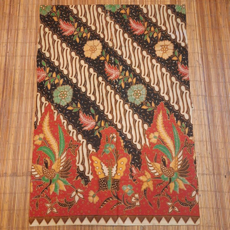 Kain Batik katun Prima Solo motif parangg bunga merah