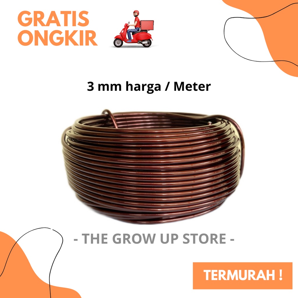 PROMO / GROSIR / TERMURAH / TERLARIS kawat bonsai aluminium Coklat - kawat bonsai 3mm - kawat bonsai
