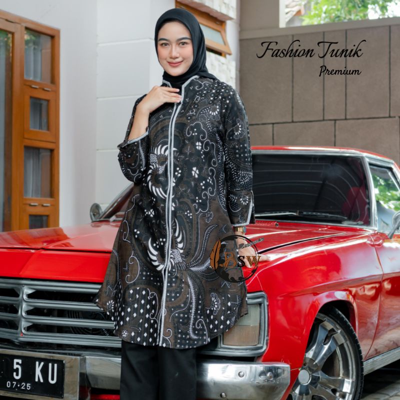 Baju Batik Wanita Tunik Modern Premium High Quality Dress Batik Atasan Batik-Lemah Teles