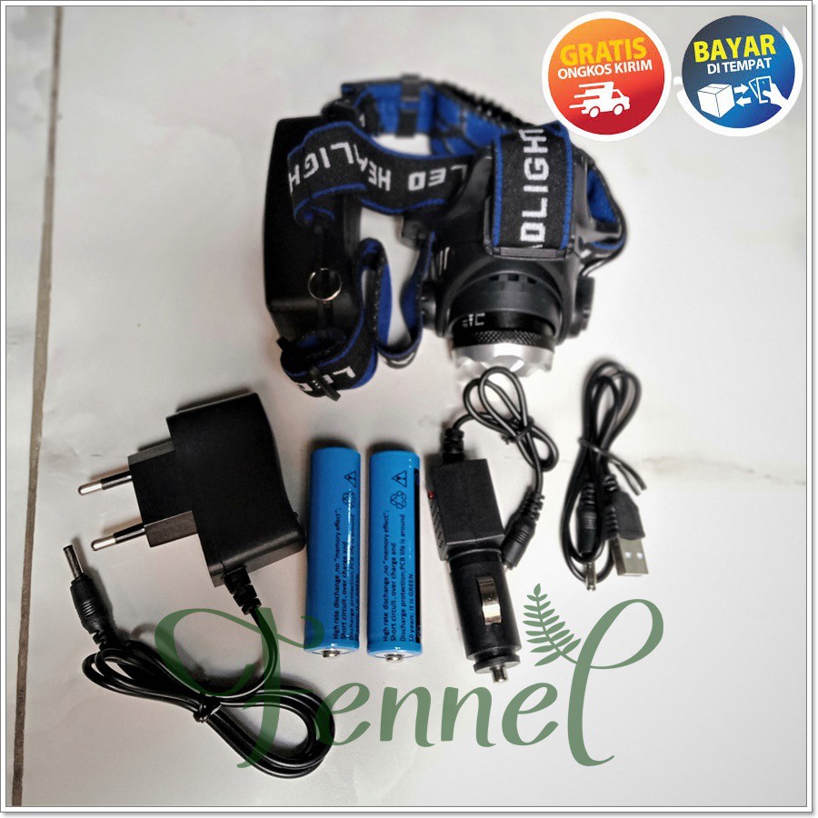 Senter Kepala LED Headlamp Outdoor Charger 568D