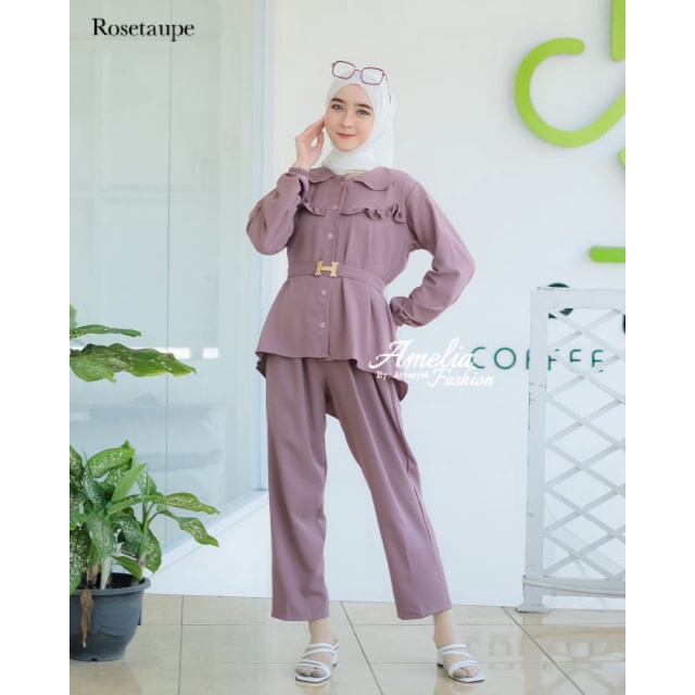 ONE SET ITYCREPE ORI AMELIA FASHION SETELAN MUSLIMAH MODERN KEKINIAN