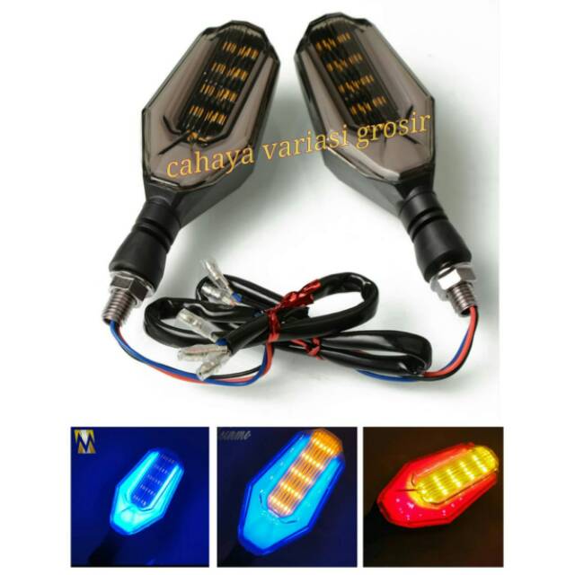 LAMPU SEIN LED VARIASI 2 WARNA MODEL DUCATI - SEN 3 KABEL UNIVERSAL MOTOR