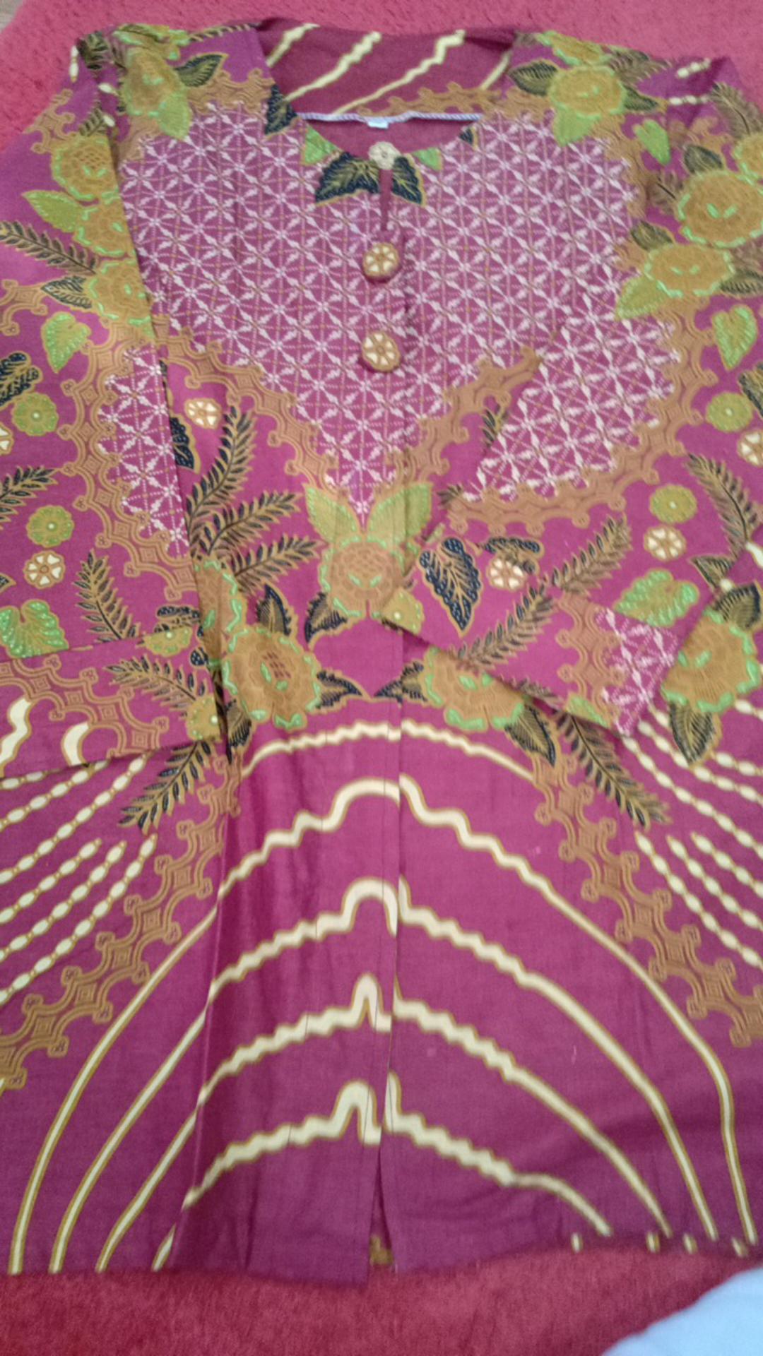 Atasan Blouse Batik Mosa Wanita Lengan Panjang Kancing Depan. Motif Wed Biru Batik Pekalongan -a03