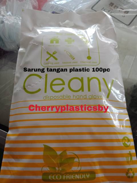 Sarung tangan plastik cleany disposable hand gloves isi 100pcs