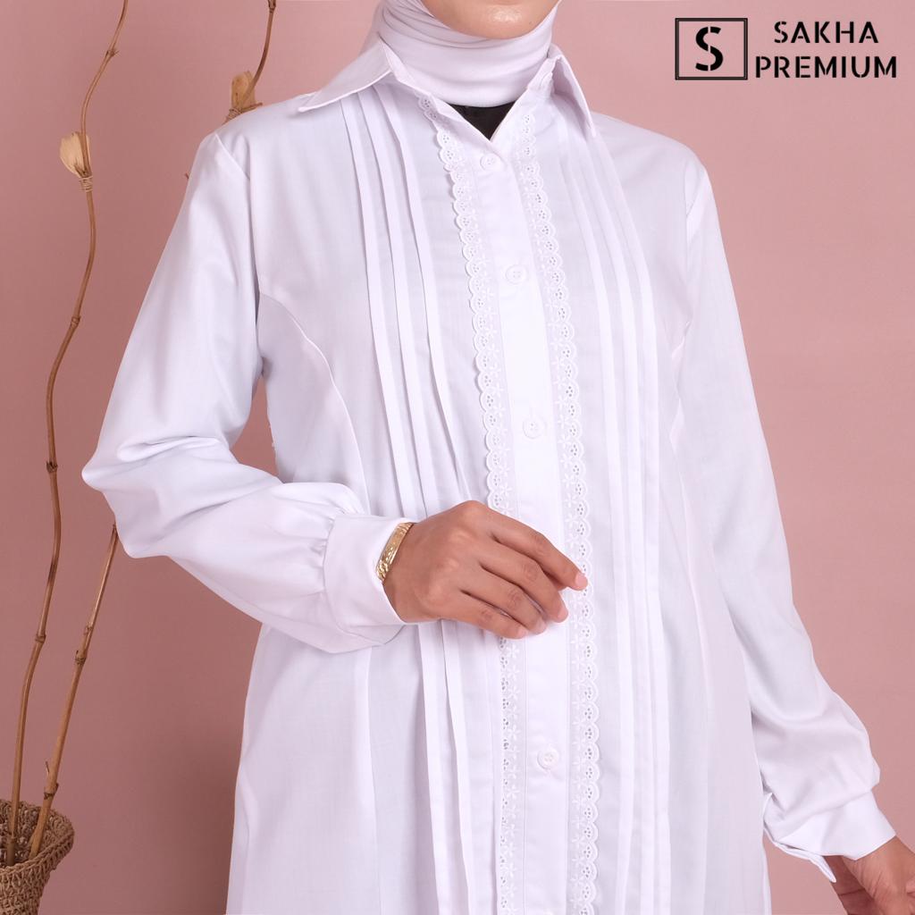 Sakhapremium.id TK-09 atasan putih blouse putih atasan wanita baju putih kerja wanita kantor pns guru atasan putih wanita