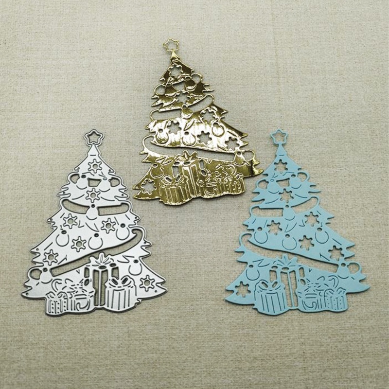 Cetakan Stensil Cutting Dies Motif Pohon Natal Bahan Metal Untuk Scrapbook / Craft DIY