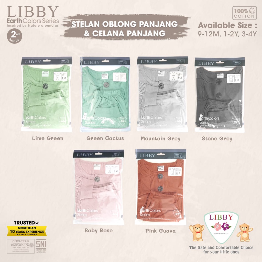 [5-6Thn] LIBBY EARTH SERIES Stelan Oblong Pendek Celana Pendek , Oblong Panjang Celana Panjang