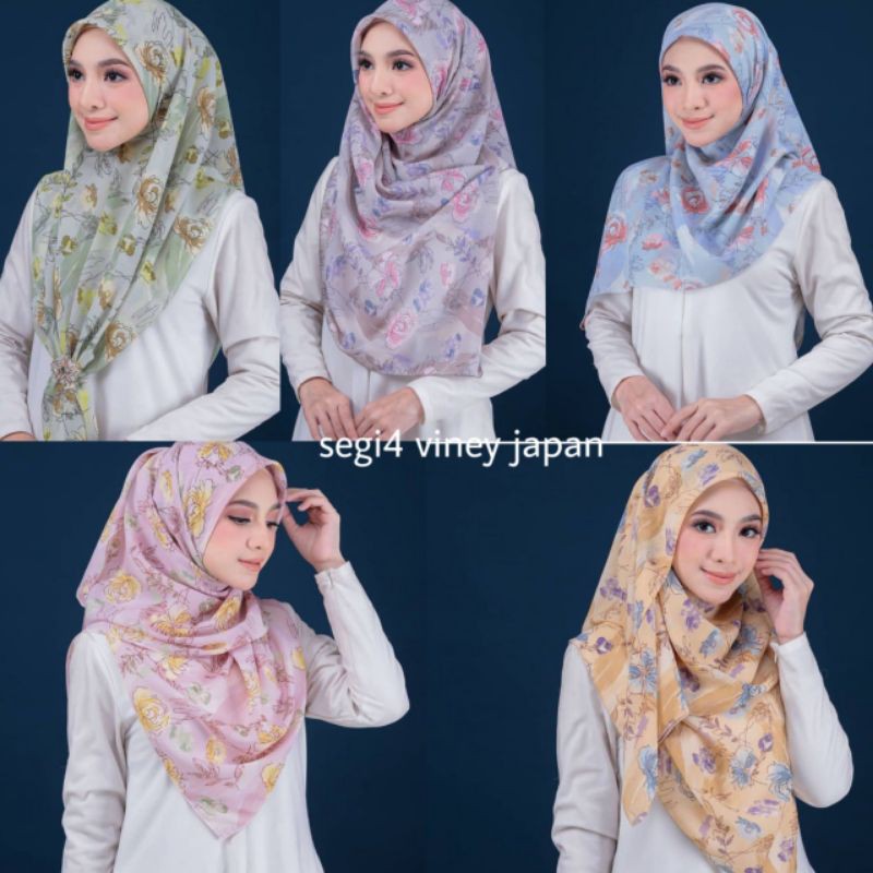 jilbab hijab kerudung segiempat motif ROSE bahan viney japan