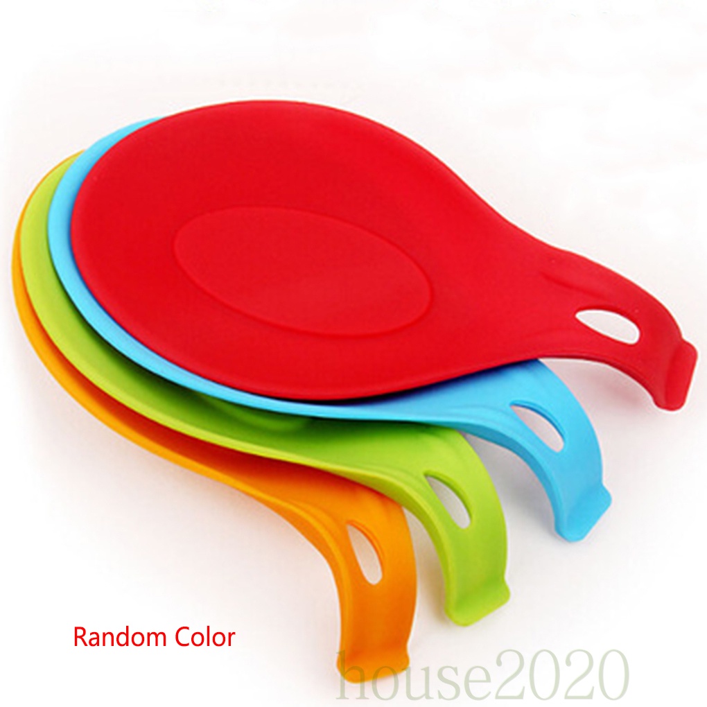 [house2020]Multipurpose Silicone Spoon Rest Pad Food Grade Silica Gel Spoon Put Mat Device