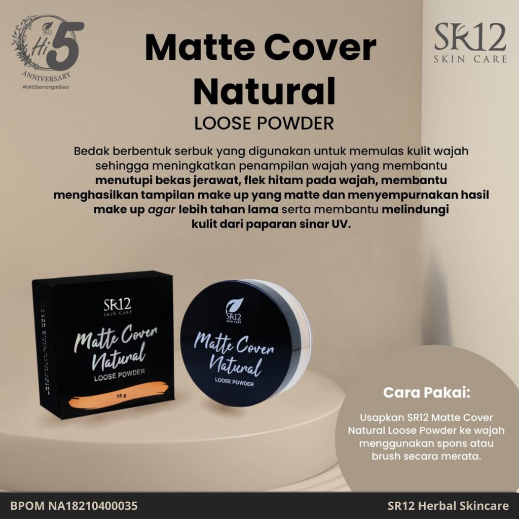 Loose Powder Matte Cover Natural SR12 Bedak Tabur Memberikan Efek Look Makeup Natural Anti Sinar UV