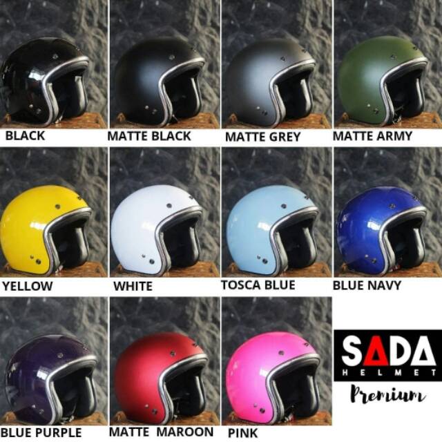 Helm Retro SADA Jitsu Grey Dof  ( Helm Classic / Helm Klasik / Helm Vespa / Helm Bogo )