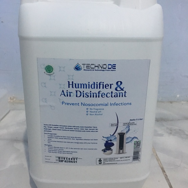 Techno De humidifier dan Desinfektan pembasmi virus, bakteri jamur KEMENKES 5 Liter