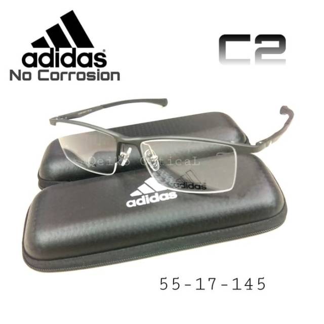Frame Kacamata Pria Wanita Titanium Carbon Half Sporty Adidas C-2 No Corrosion