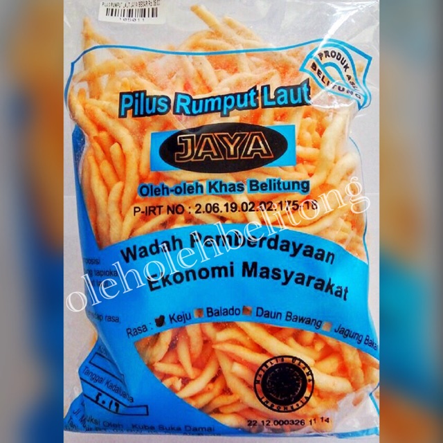 

Pilus rumput laut jaya 260gr bangka belitung. halal. Kerupuk ikan bangka belitung. Oleh-oleh legendaris. Kerupuk getas udang. kerupuk cumi. keripik. makanan ringan. krupuk renyah. tanpa pengawet. cemilan keluarga. cemilan anak. cemilan enak