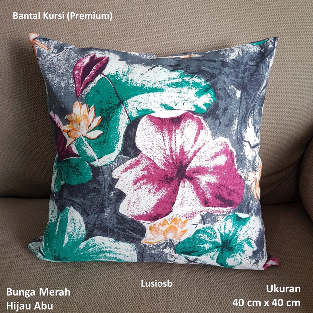 Jual Bantal Sofa Bunga Hijau Merah Abu / Bantal Kursi / Sarung Bantal ...