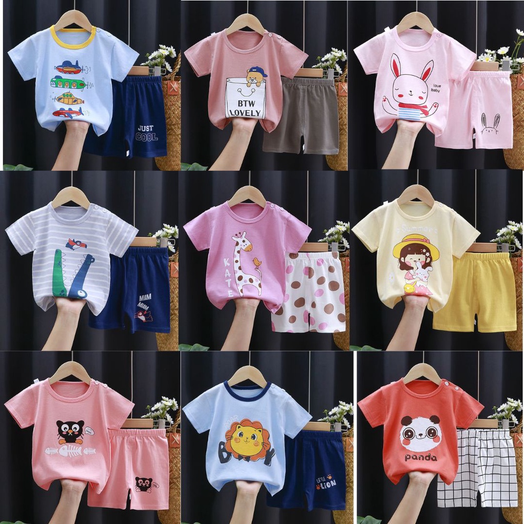 PUNCAK 3.3 stoberi - SETELAN BAJU BAYI IMPORT UMUR 0-24 BULAN/SETELAN BAJU LENGAN PENDEK BAYI