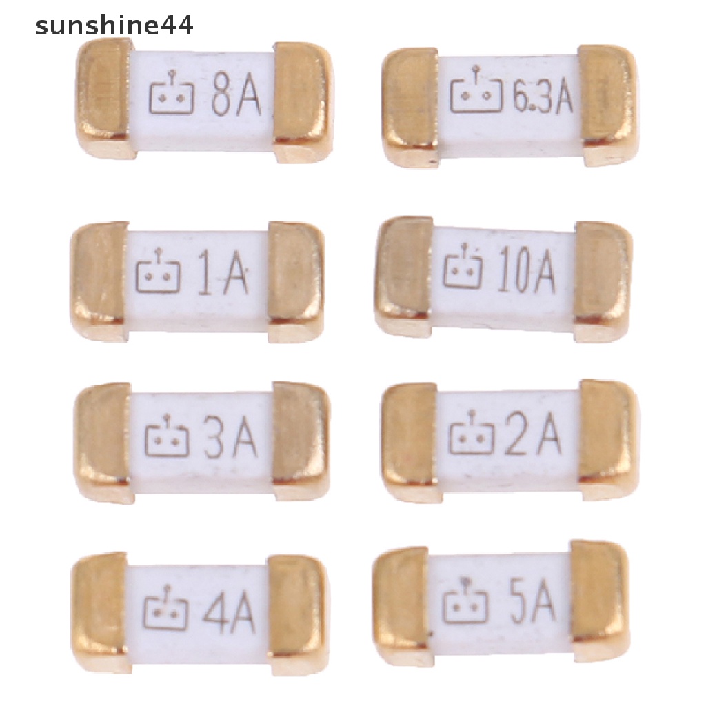 Sunshine 10PCS Sekring Listrik 1a to 10A 125v 0451 SMD Warna Emas