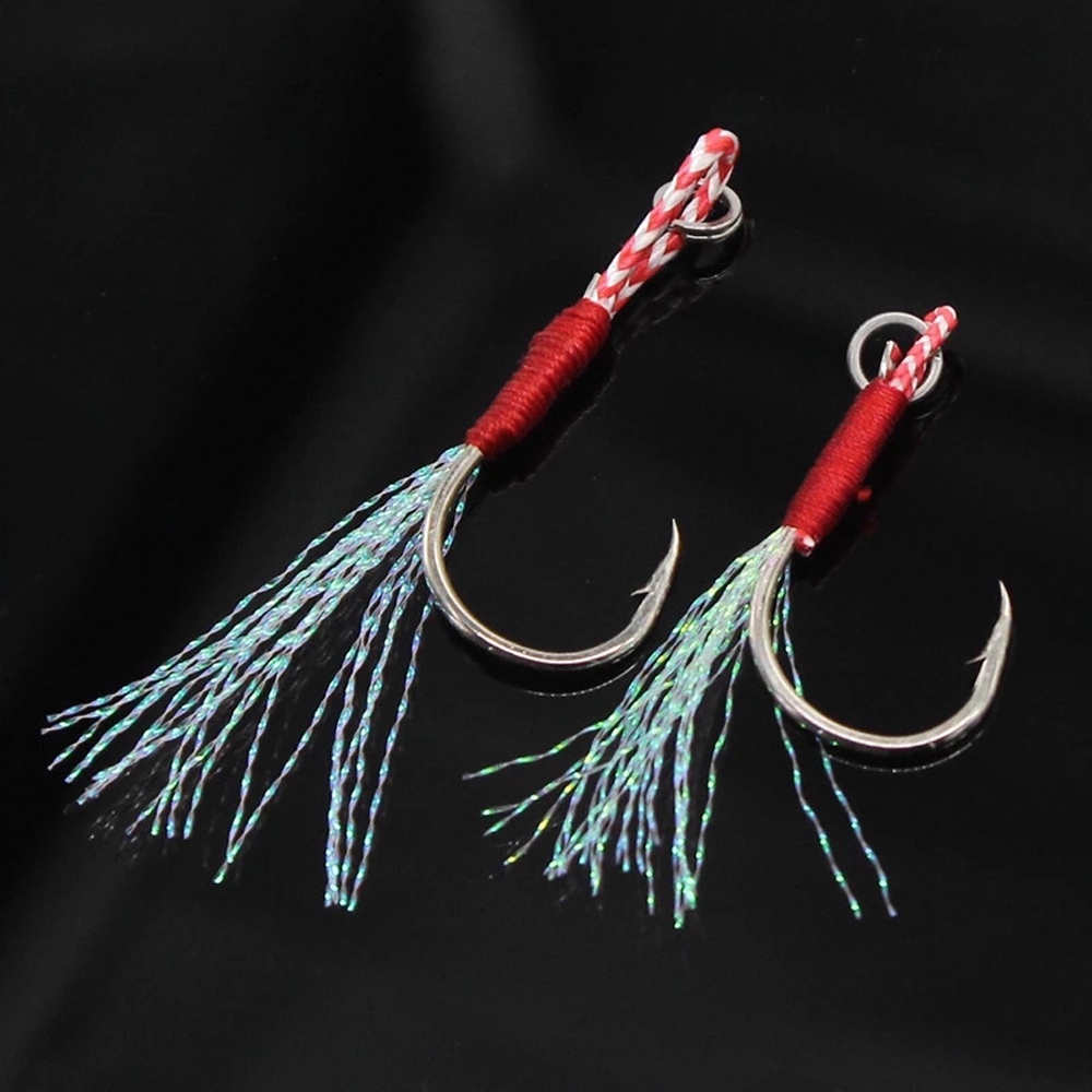 REBUY Fishing Tackle Single Jig Hooks High Carbon Steel Jig Head Hook Cast Jigs Assist Hook Sea Fishing Feather Hook Carp Hook Slow Jigging Pesca Fishing Lure Fishing Jigging Hook