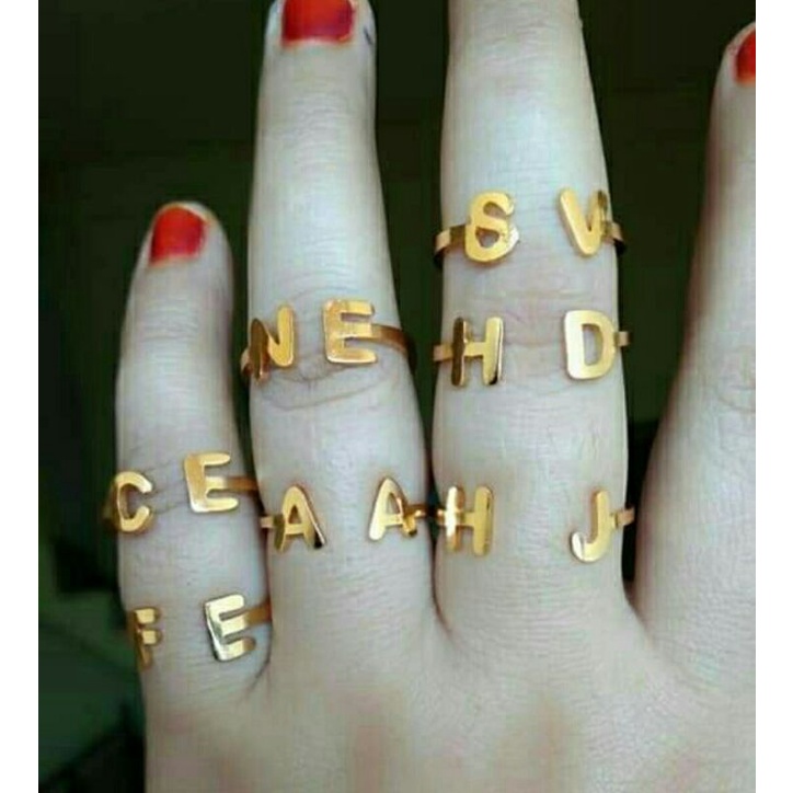 cincin nama lapis emas 24k anti karat / cincin ukir nama / cincin inisial / cincin alfabet / cincin 