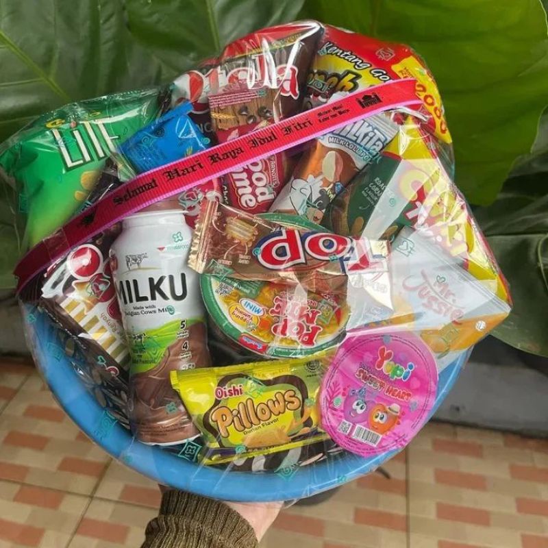 PAKET SNACK ULANG TAHUN ANAK BESEK / GOODIE BAG ULTAH ANAK KERANJANG / SNACK HADIAH / PAKET SANTUNAN