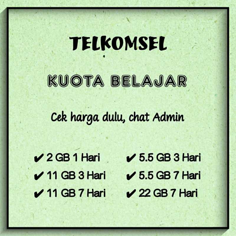 TELKOMSEL KUOTA BELAJAR ILMU PEDIA RUANG GURU HARIAN MINGGUAN BULANAN 2 GB 5 GB 10 GB 20 GB