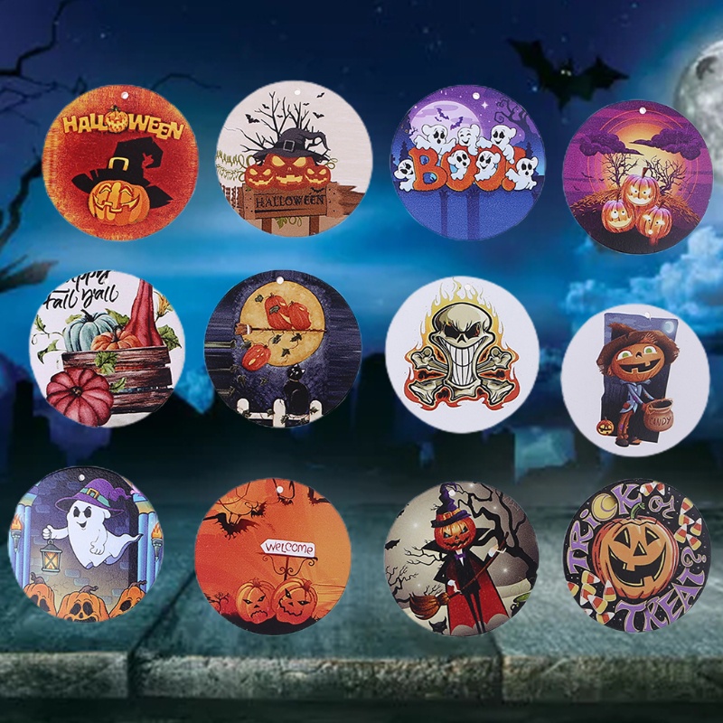 12pcs Ornamen Liontin Gantung Bentuk Bulat Untuk Dekorasi Pesta Halloween