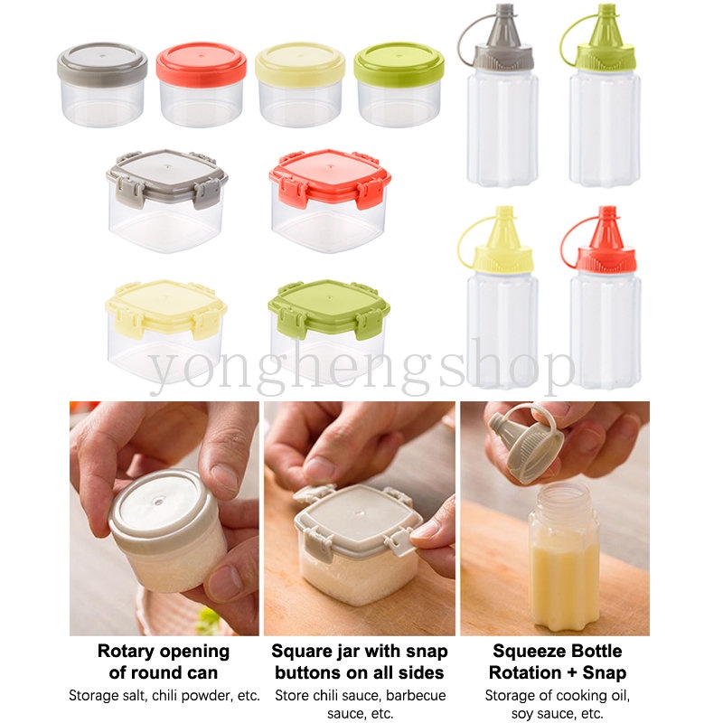 4pcs / set Botol Dispenser Saus / Bumbu / Garam / Kecap / Salad / Bento Mini Portable Untuk Anak