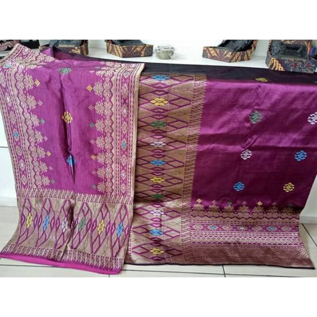 Kain Songket Tenun Silungkang Warna Ungu