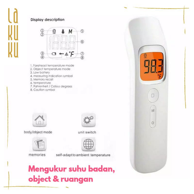 [FREE BUBBLE] Thermogun Thermometer Infrared - Termometer pengukur suhu badan dan objek tanpa sentuh
