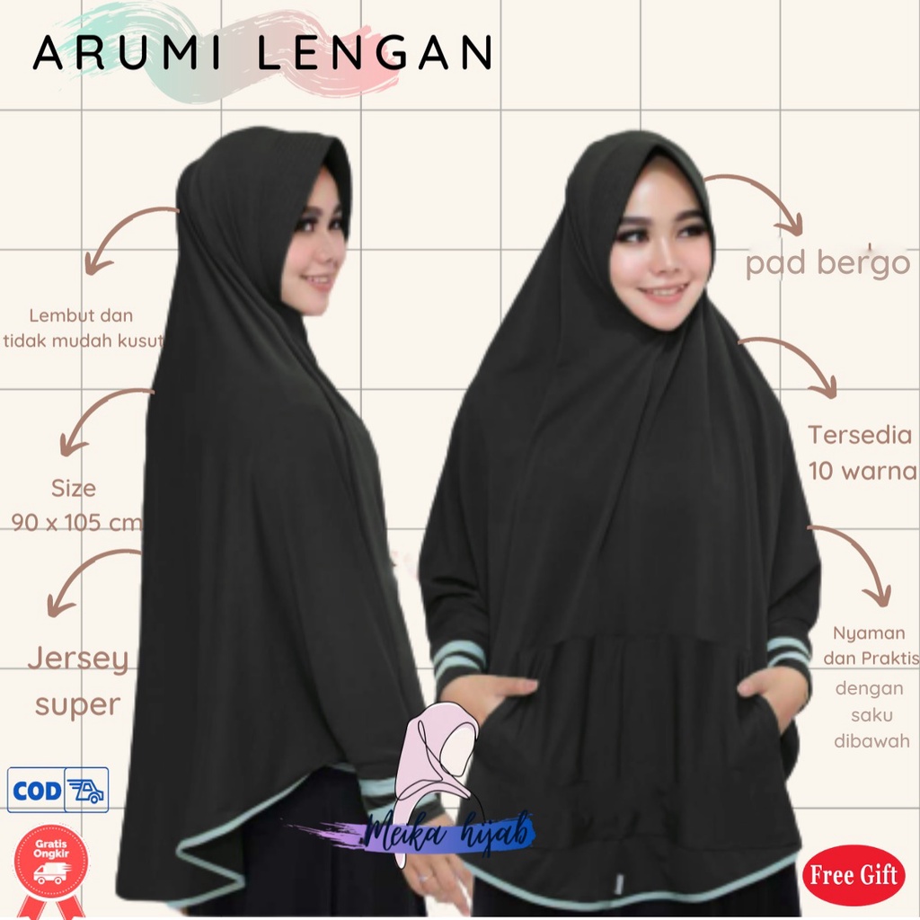 Hijab Instan Lengan Saku List Matt Hyget Jilbab Instan Saku Dua Langsung Pakai Krudung Kekinian 2021