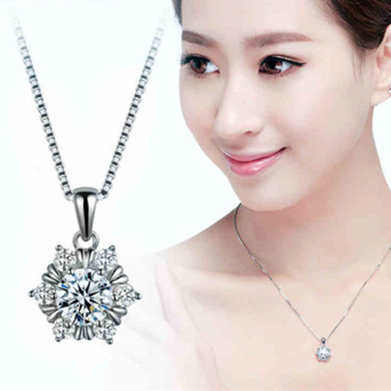 925 sterling silver liontin wanita liontin dengan berlian perhiasan sederhana