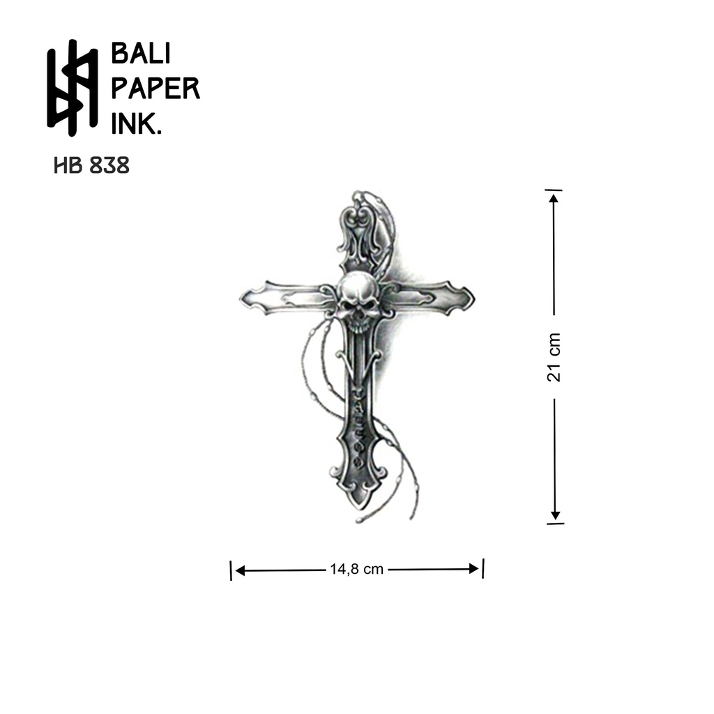 Bali Paper Ink HB838 Salib Tengkorak Tatto Temporary Basic Tato Temporer Half Arm - Tato Lengan