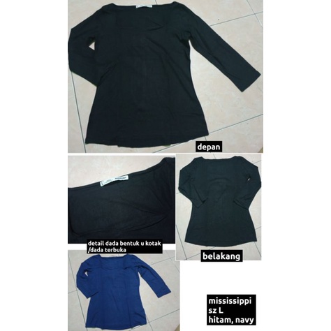 preloved atasan kaos adem kerah bentuk kotak terbuka merk mississippi