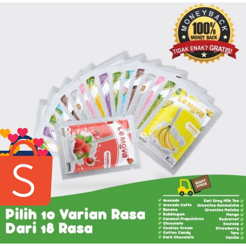 

PAKET BUBUK MINUMAN LEMOVA 30grm 10 RASA / SHAKER STAINLESS / JIGER / BUKU RESEP MINUMAN